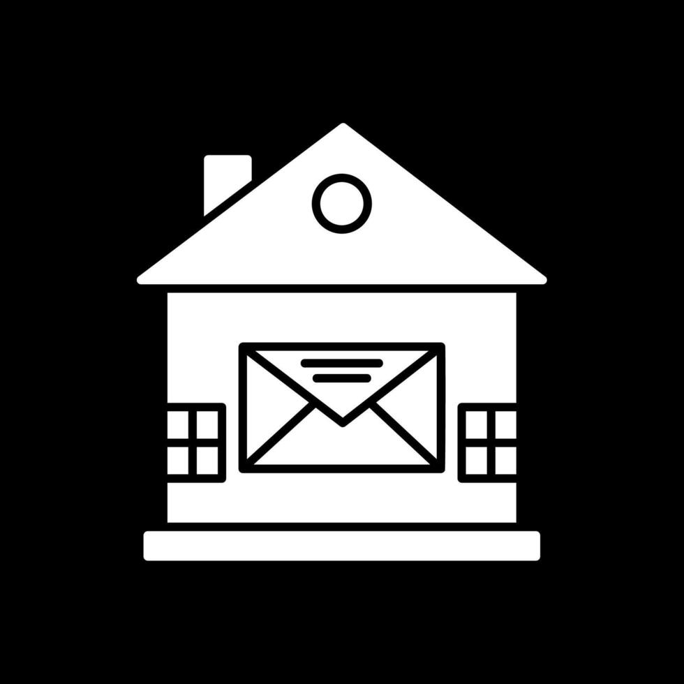 casa correo glifo invertido icono vector