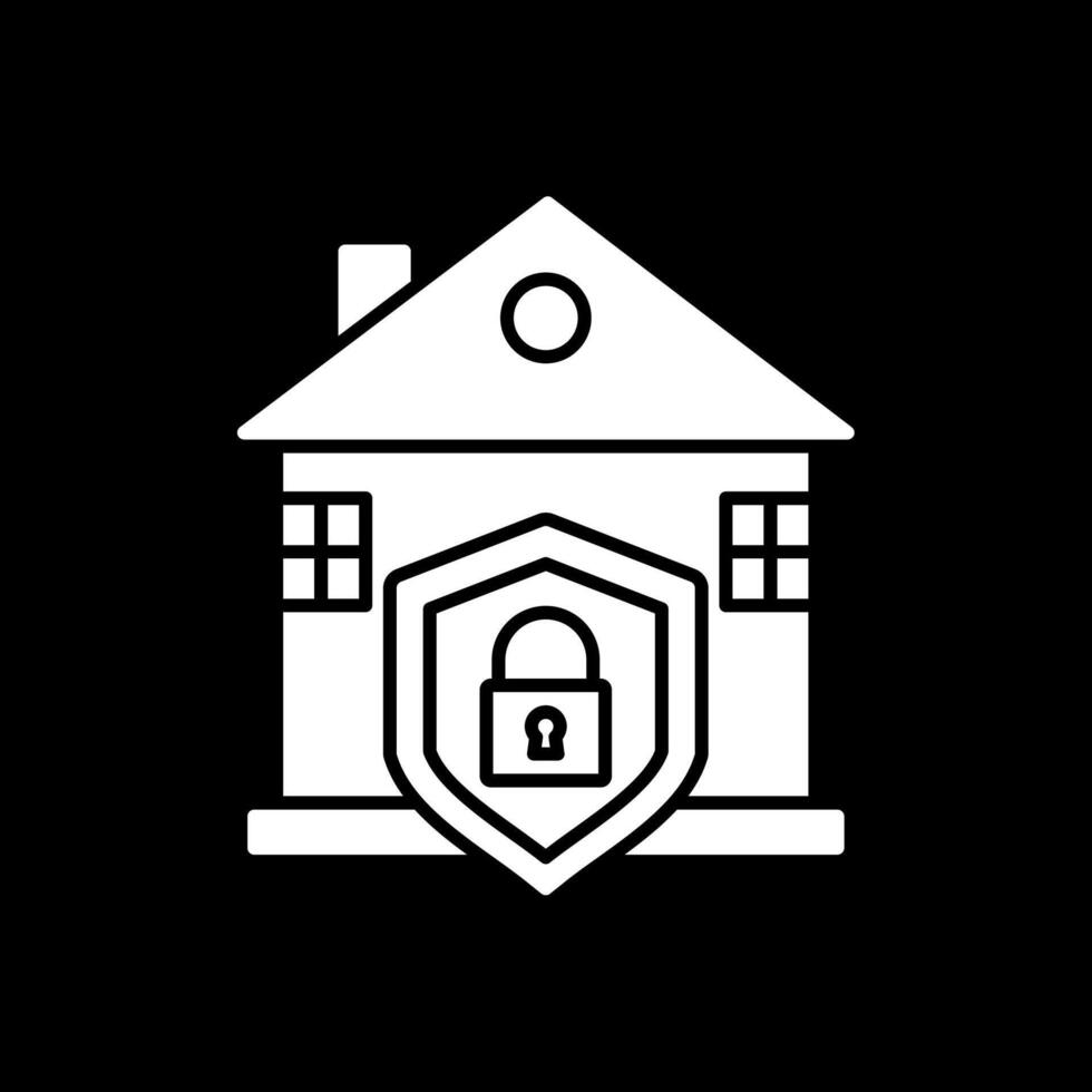 casa proteccion glifo invertido icono vector