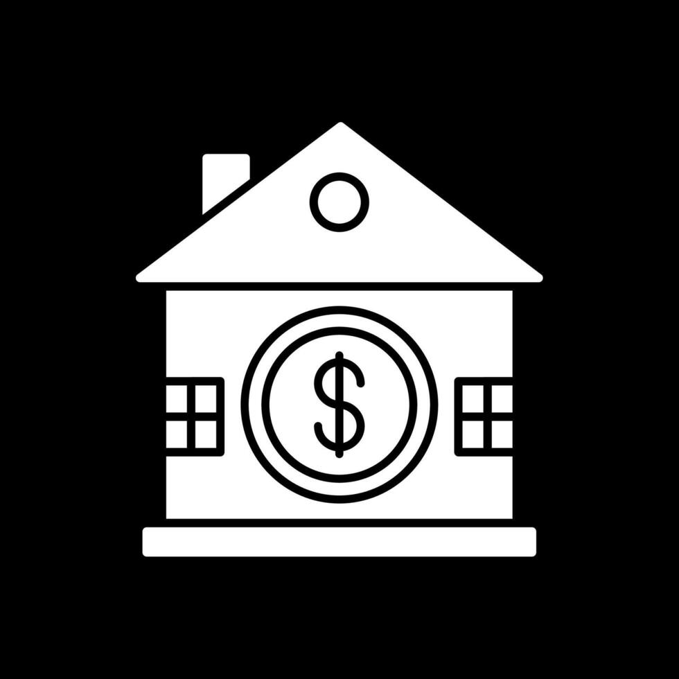 casa ahorro glifo invertido icono vector