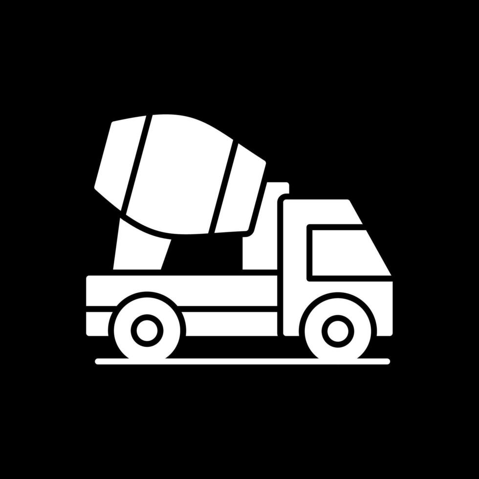 Concrete Mixer Glyph Inverted Icon vector