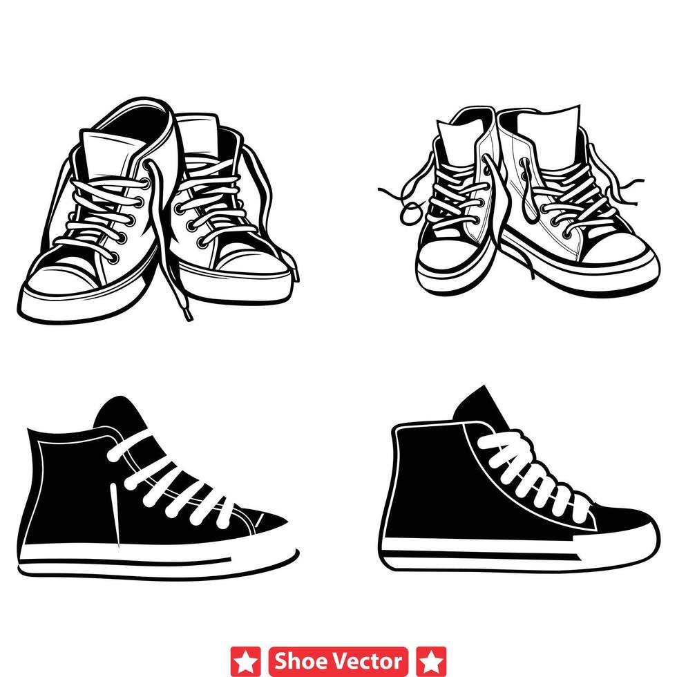 Bold and Eye catching Shoe Illustration Pack for Digital Art vector