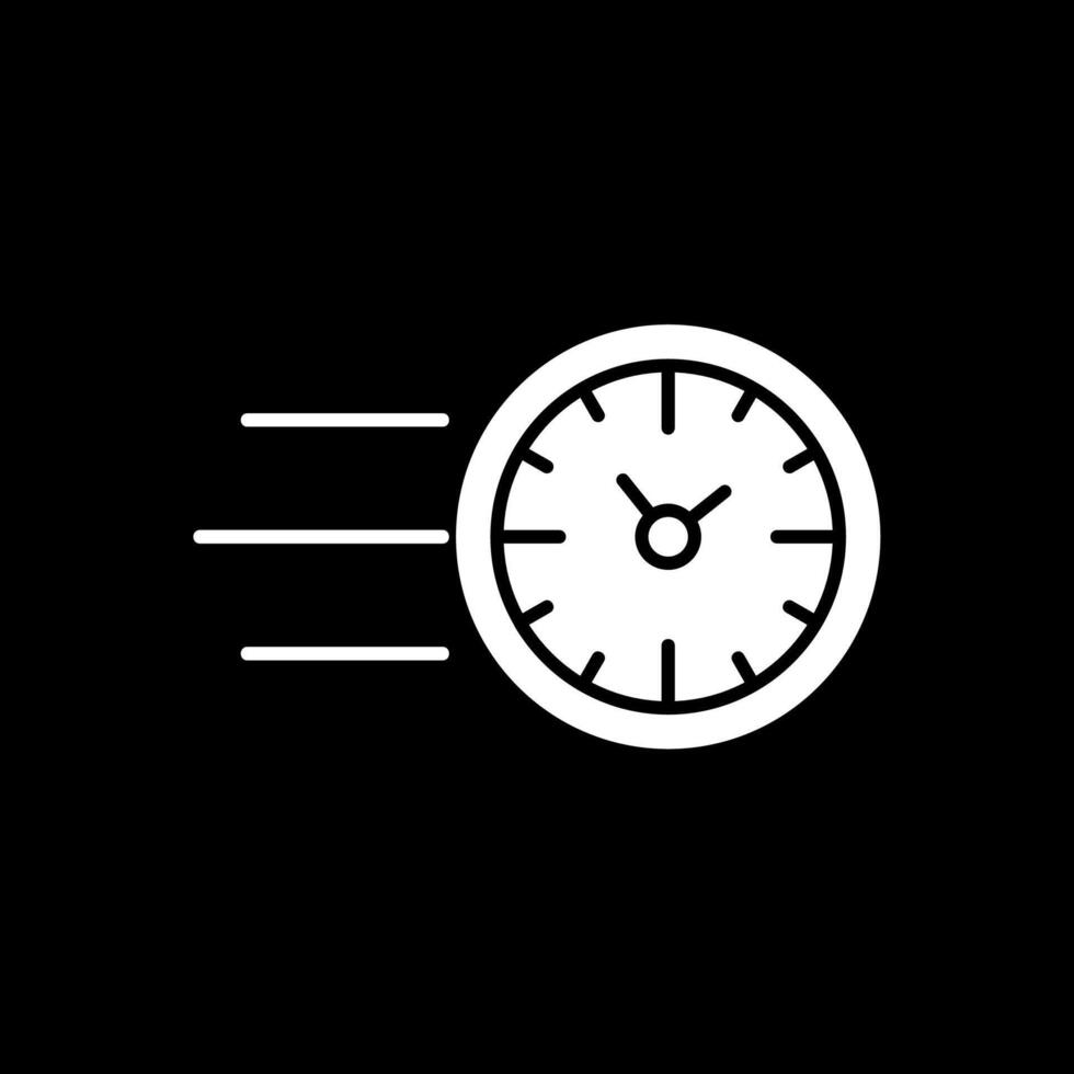 rápido hora glifo invertido icono vector