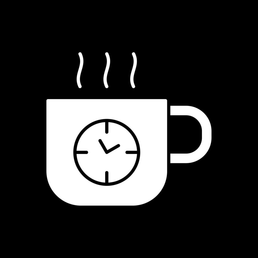 café hora glifo invertido icono vector