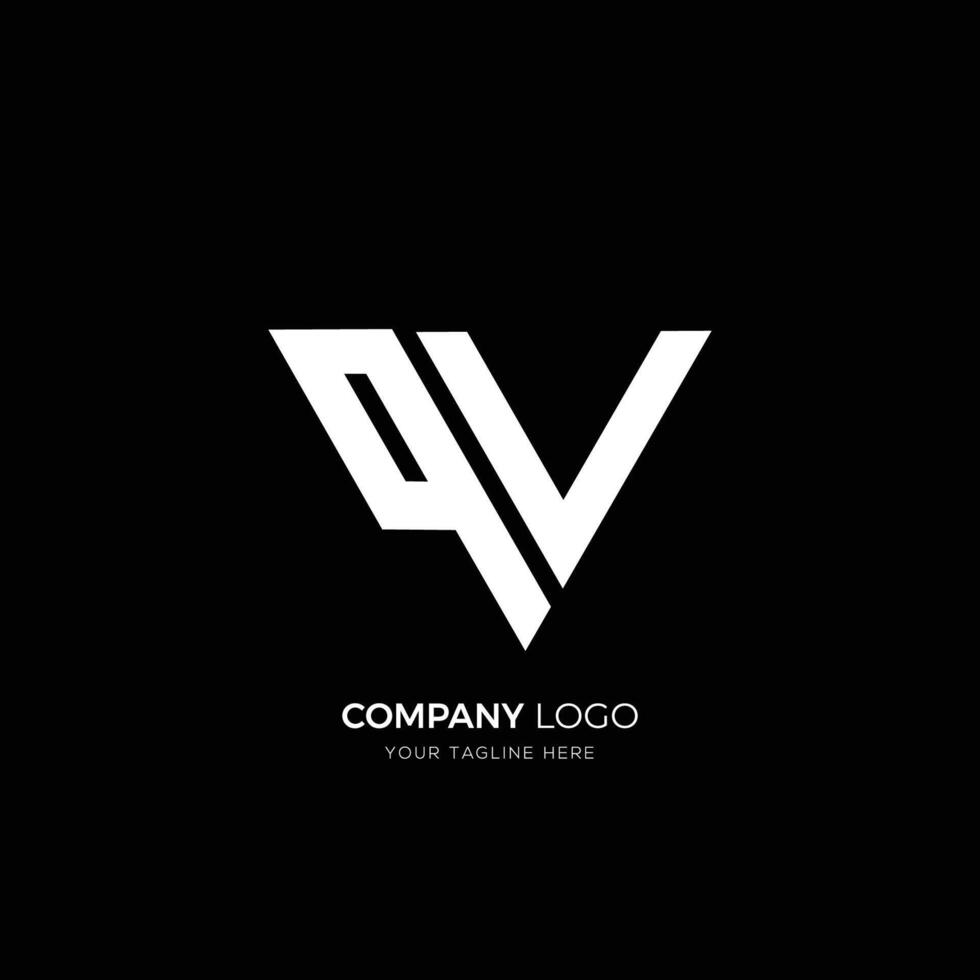 QV letter triangle shape logo vector