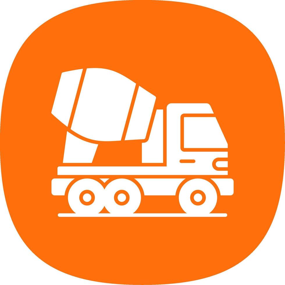 Concrete Mixer Truck Glyph Curve Icon vector