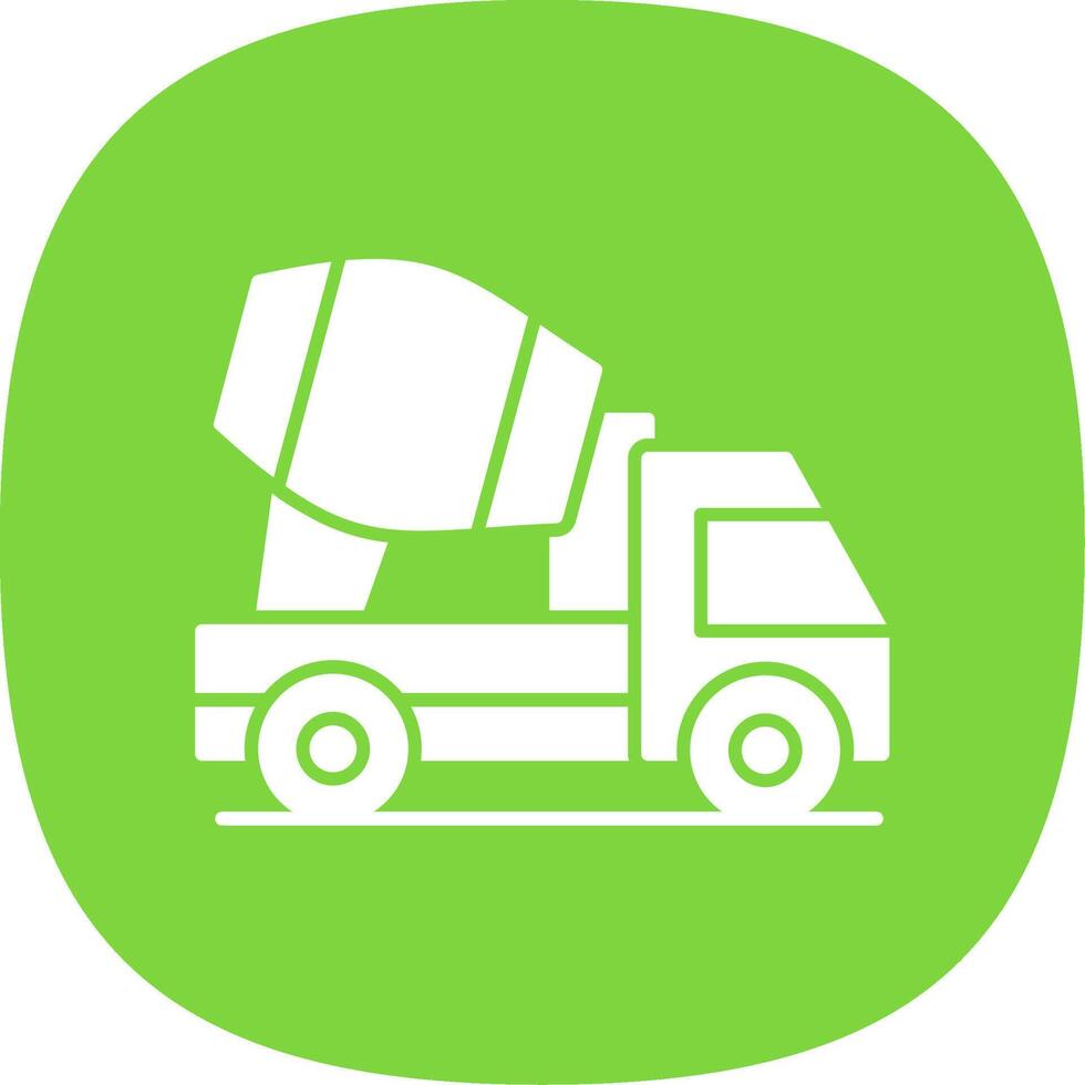 Concrete Mixer Glyph Curve Icon vector