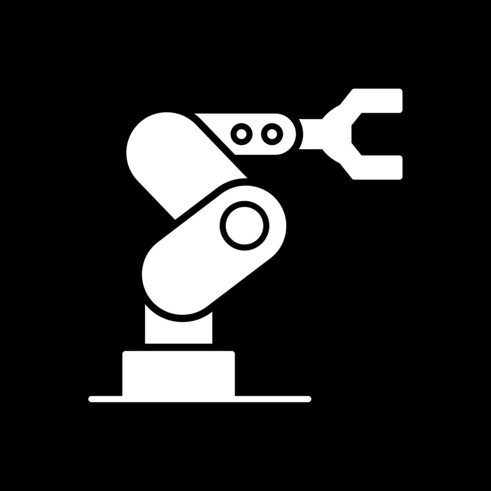 industrial robot glifo invertido icono vector