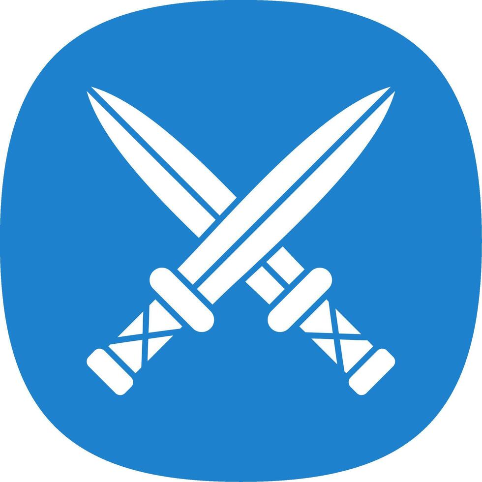 Two Swords Glyph Curve Icon vector