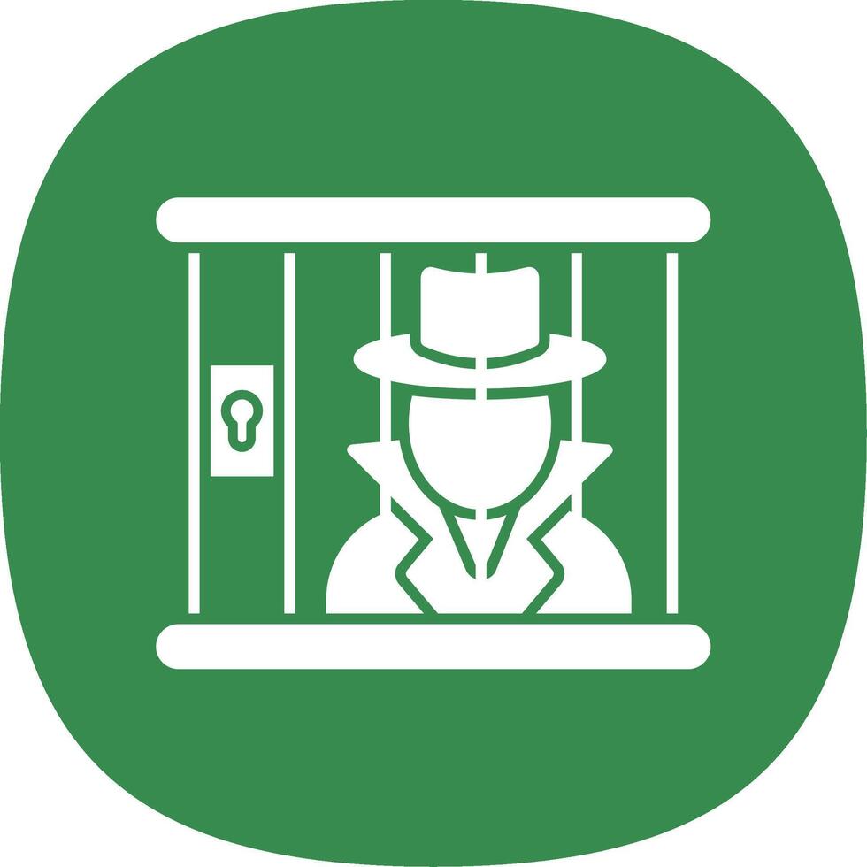 Criminal behind bars Glyph Curve Icon vector