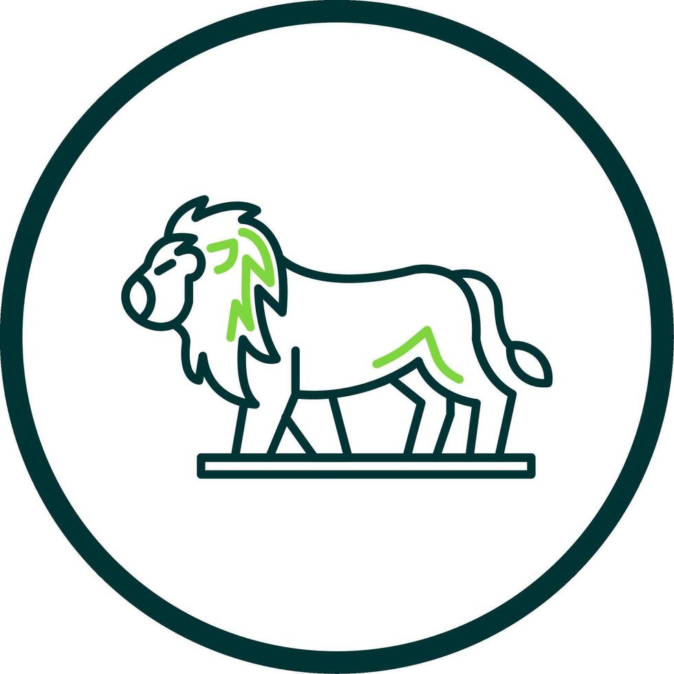 Lion Line Circle Icon vector