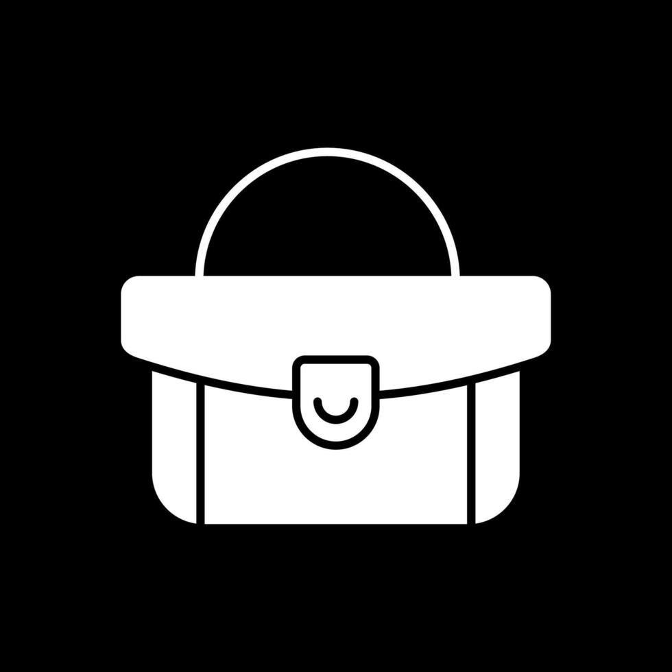 mujer bolso glifo invertido icono vector