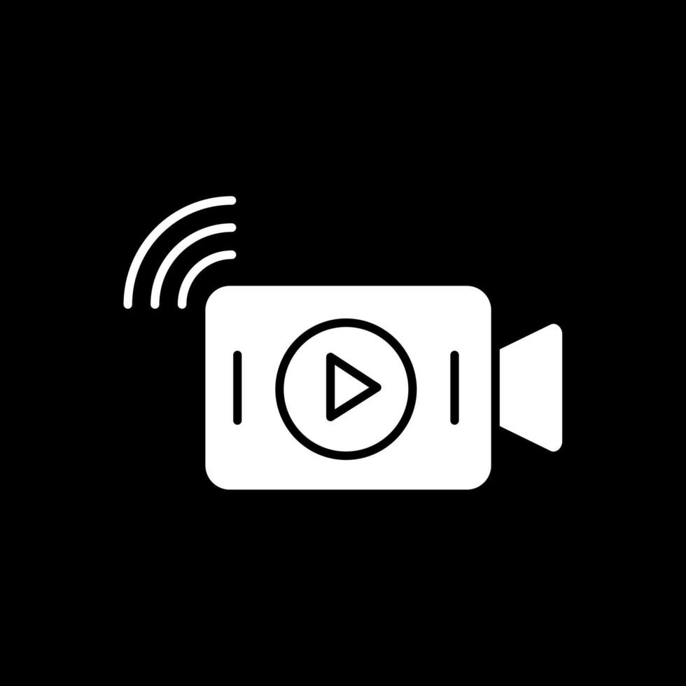 Live Stream Glyph Inverted Icon vector