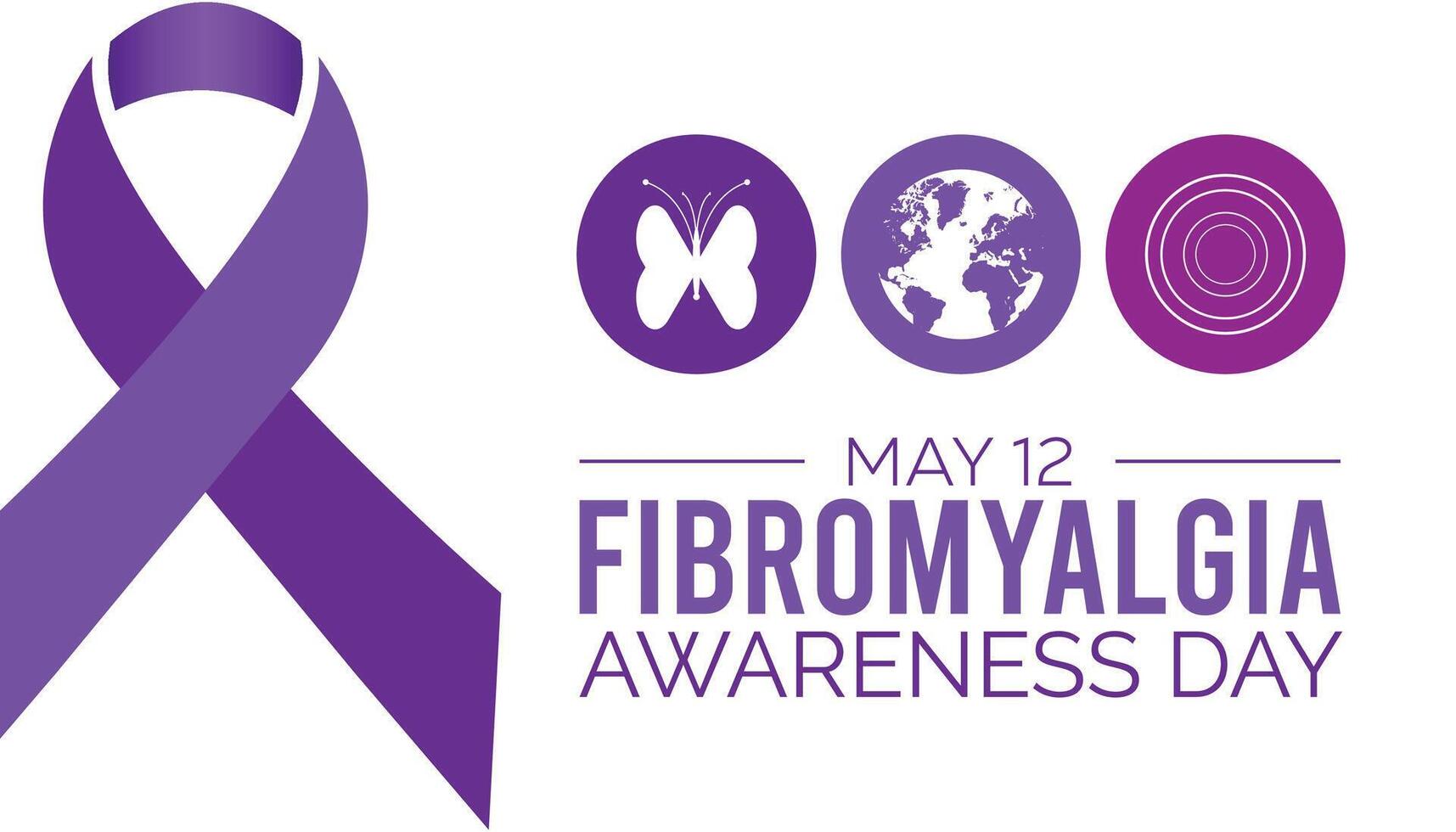 Fibromyalgia International Awareness Day observed every year in May. Template for background, banner, card, poster with text inscription. vector