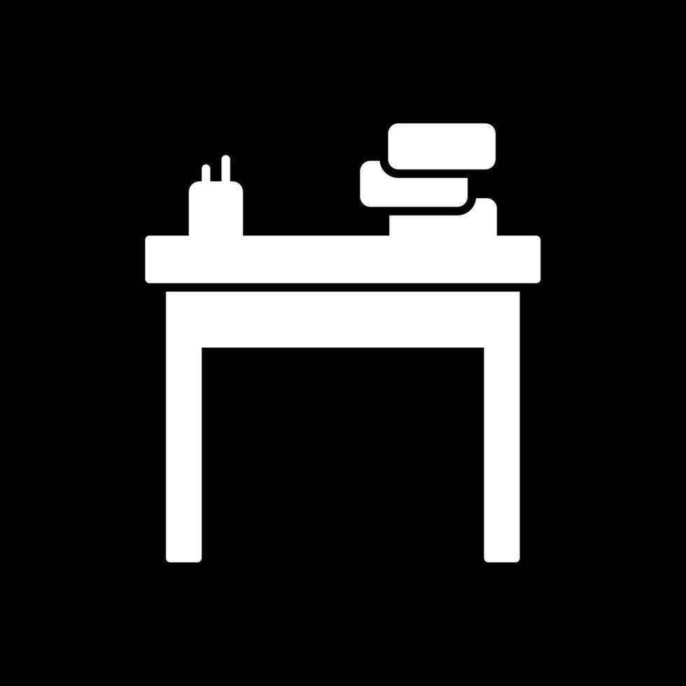 School Desk Glyph Inverted Icon vector