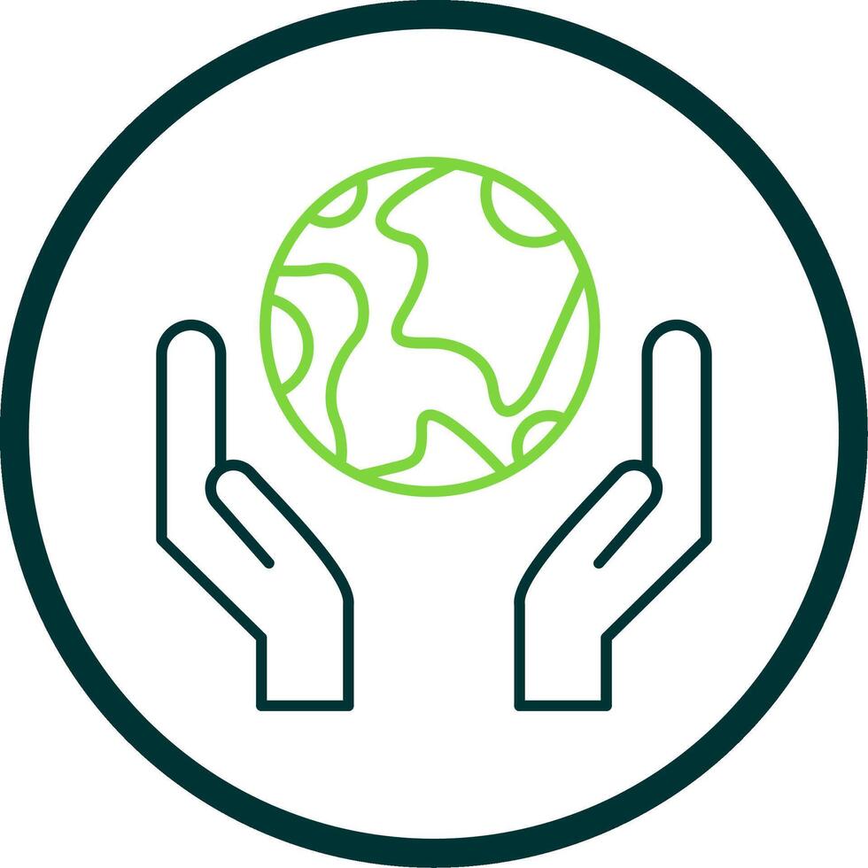 Save the Planet Line Circle Icon vector