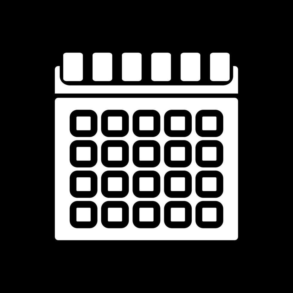 Calendar Glyph Inverted Icon vector