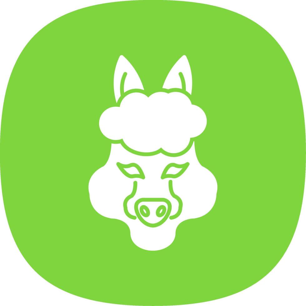 Alpaca Glyph Curve Icon vector