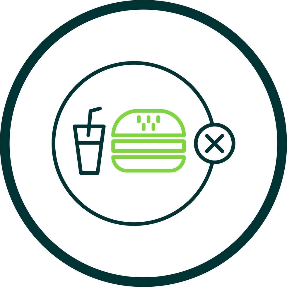 No Junk Food Line Circle Icon vector