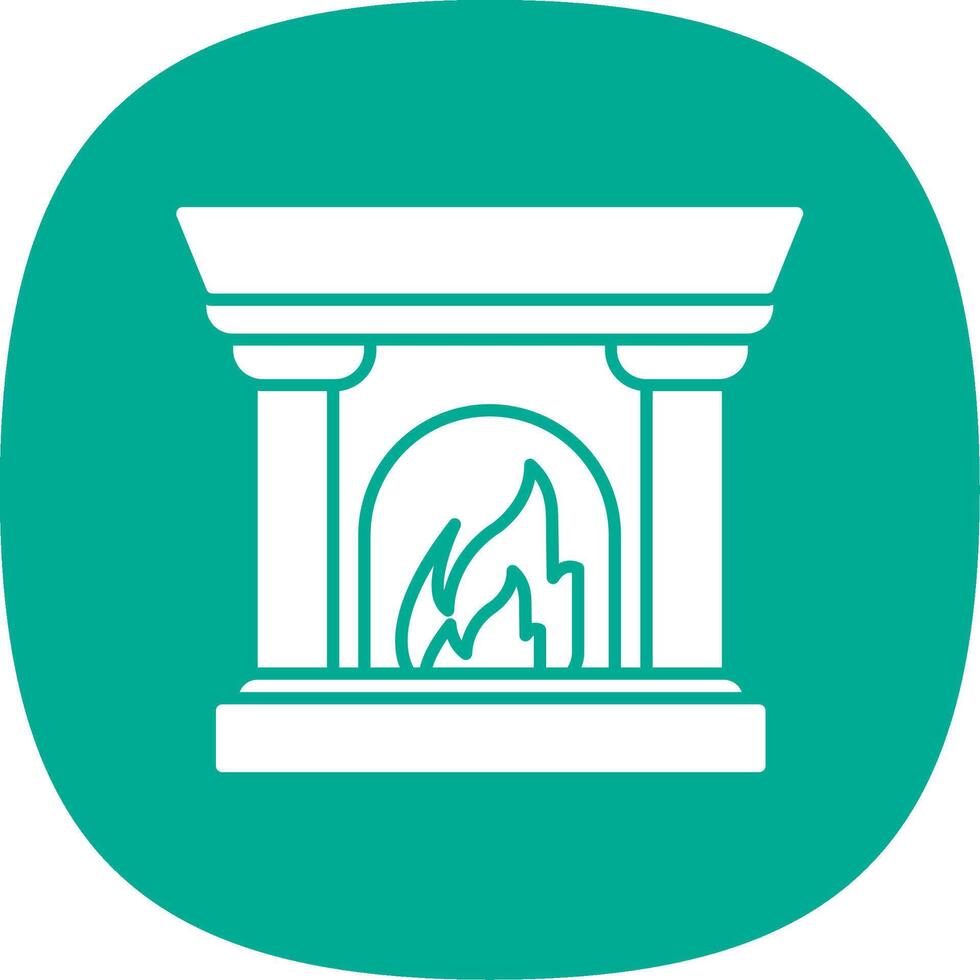 Fireplace Glyph Curve Icon vector