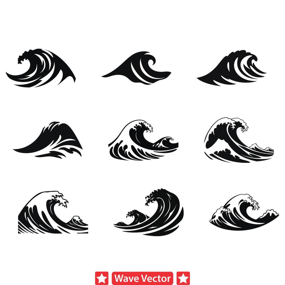 Tidal Tempest Dynamic Wave Collection for Digital Artists vector