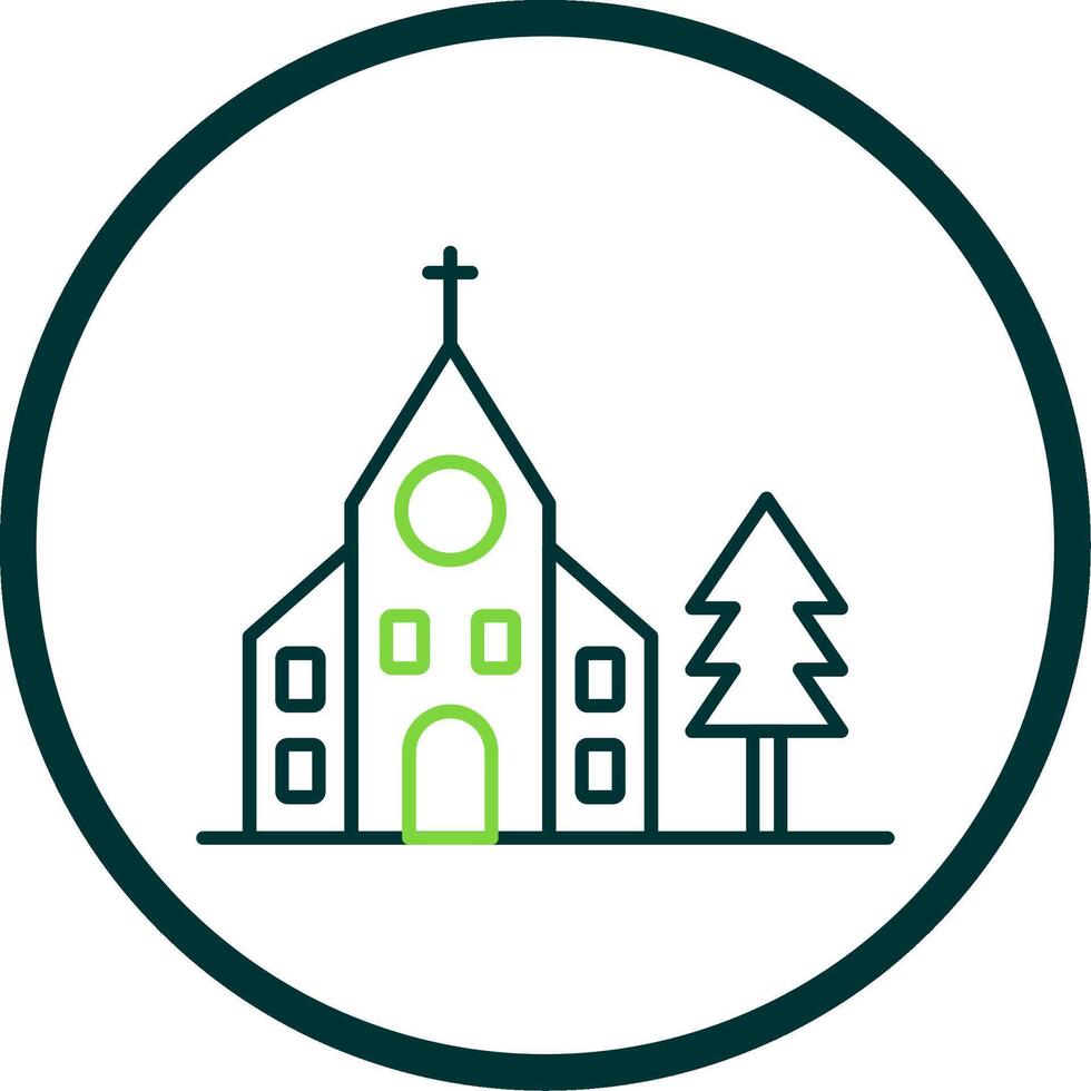 Church Line Circle Icon vector