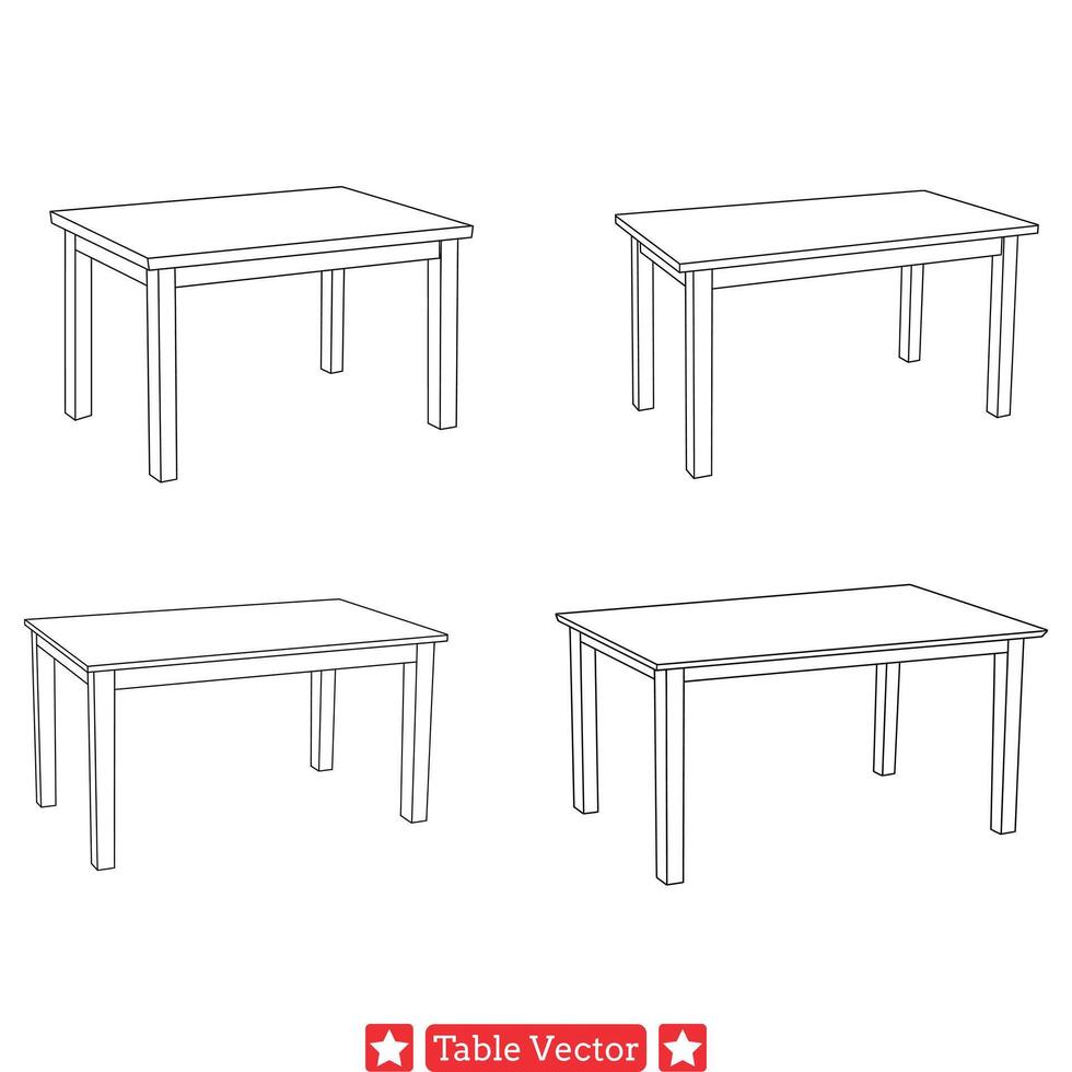 Contemporary Table Silhouette Collection Modern Styling for Various Design Needs vector