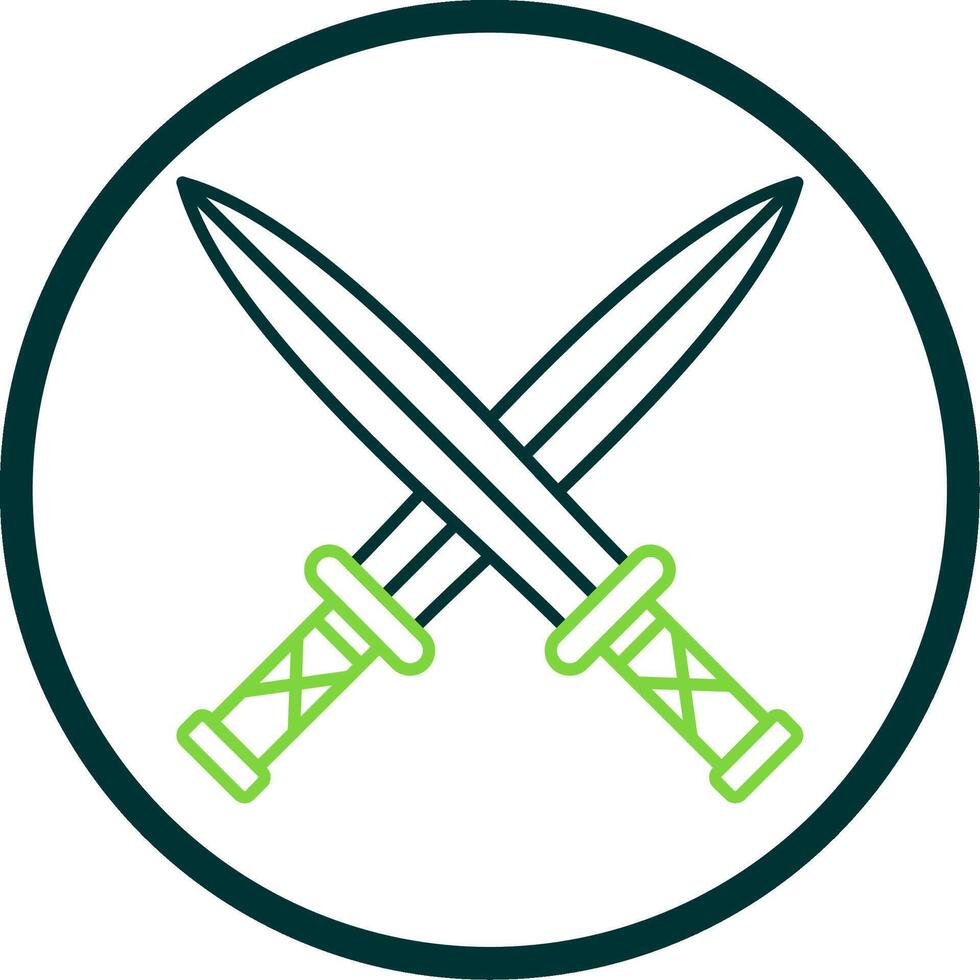 Two Swords Line Circle Icon vector