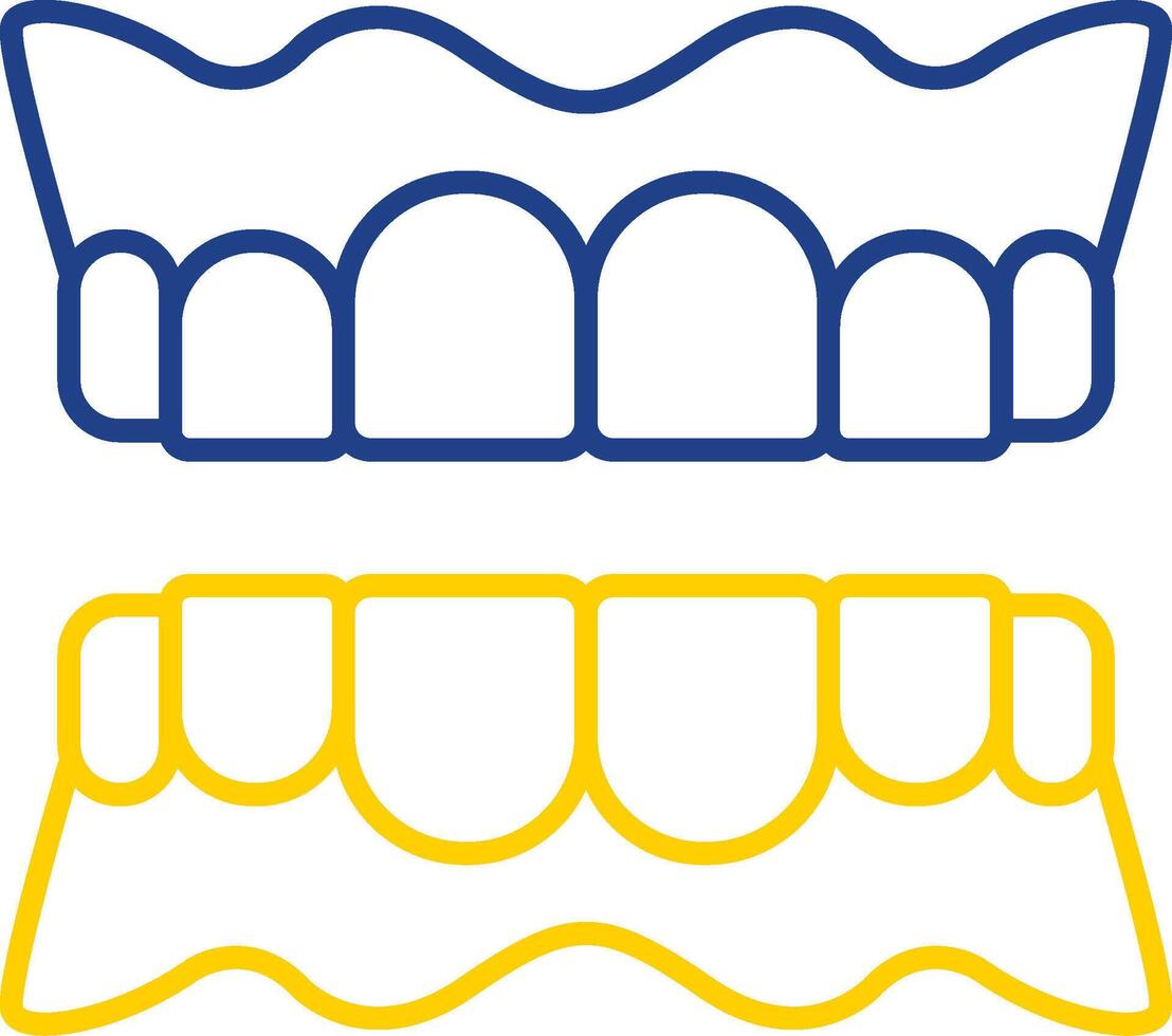 dentadura línea dos color icono vector