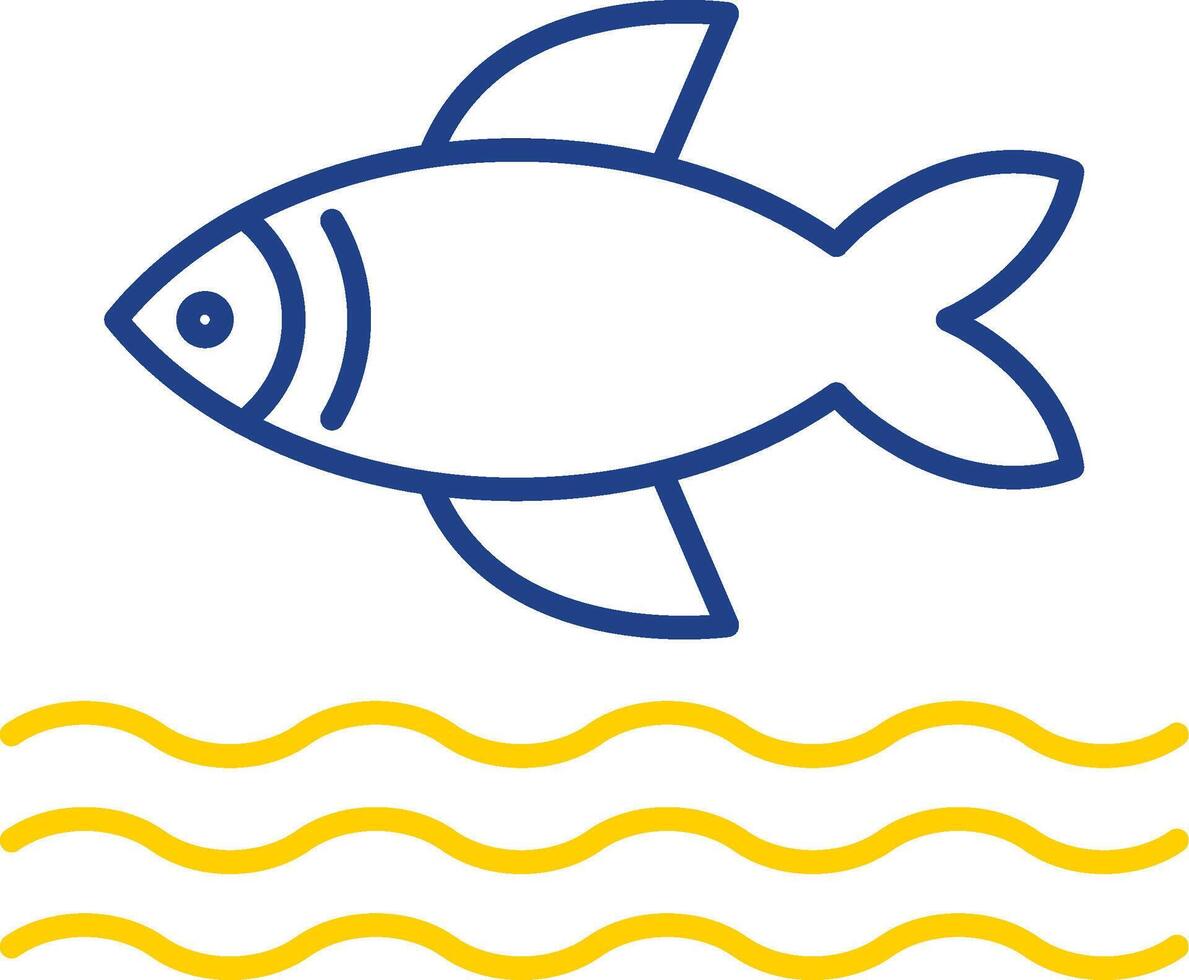 Fish Line Two Color Icon vector