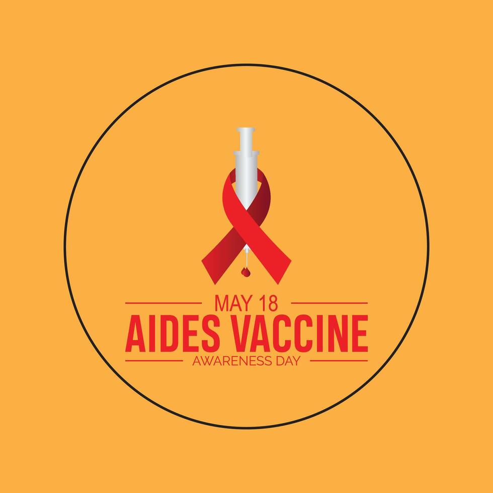 Aides Vaccine Awareness Day observed every year in May 18. Template for background, banner, card, poster with text inscription. vector