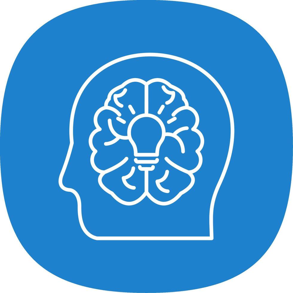 Brain Line Curve Icon vector