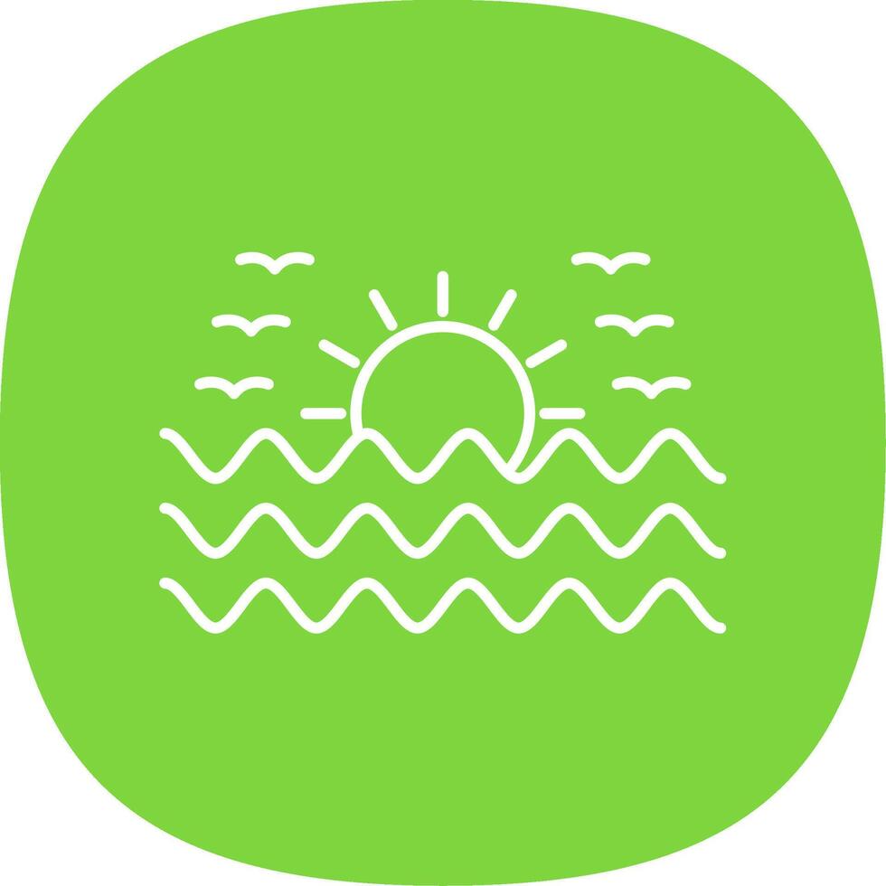 Sunset Line Curve Icon vector