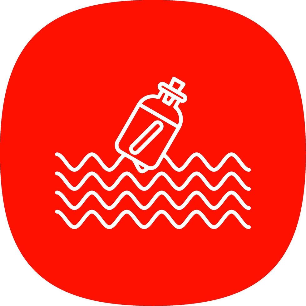 Message In A Bottle Line Curve Icon vector