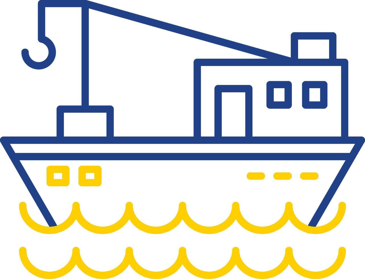 Fishing Boat Line Two Color Icon vector