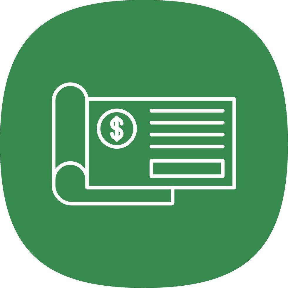 Bank Check Line Curve Icon vector