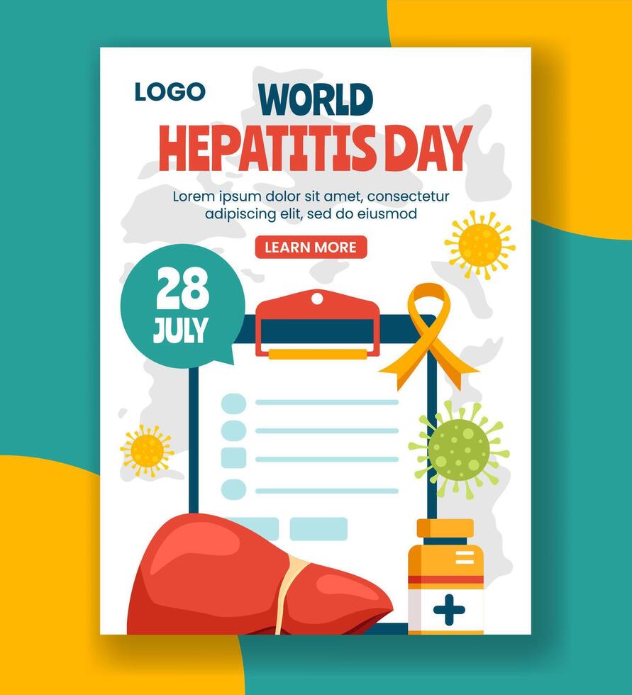 Hepatitis Day Vertical Poster Flat Cartoon Hand Drawn Templates Background Illustration vector