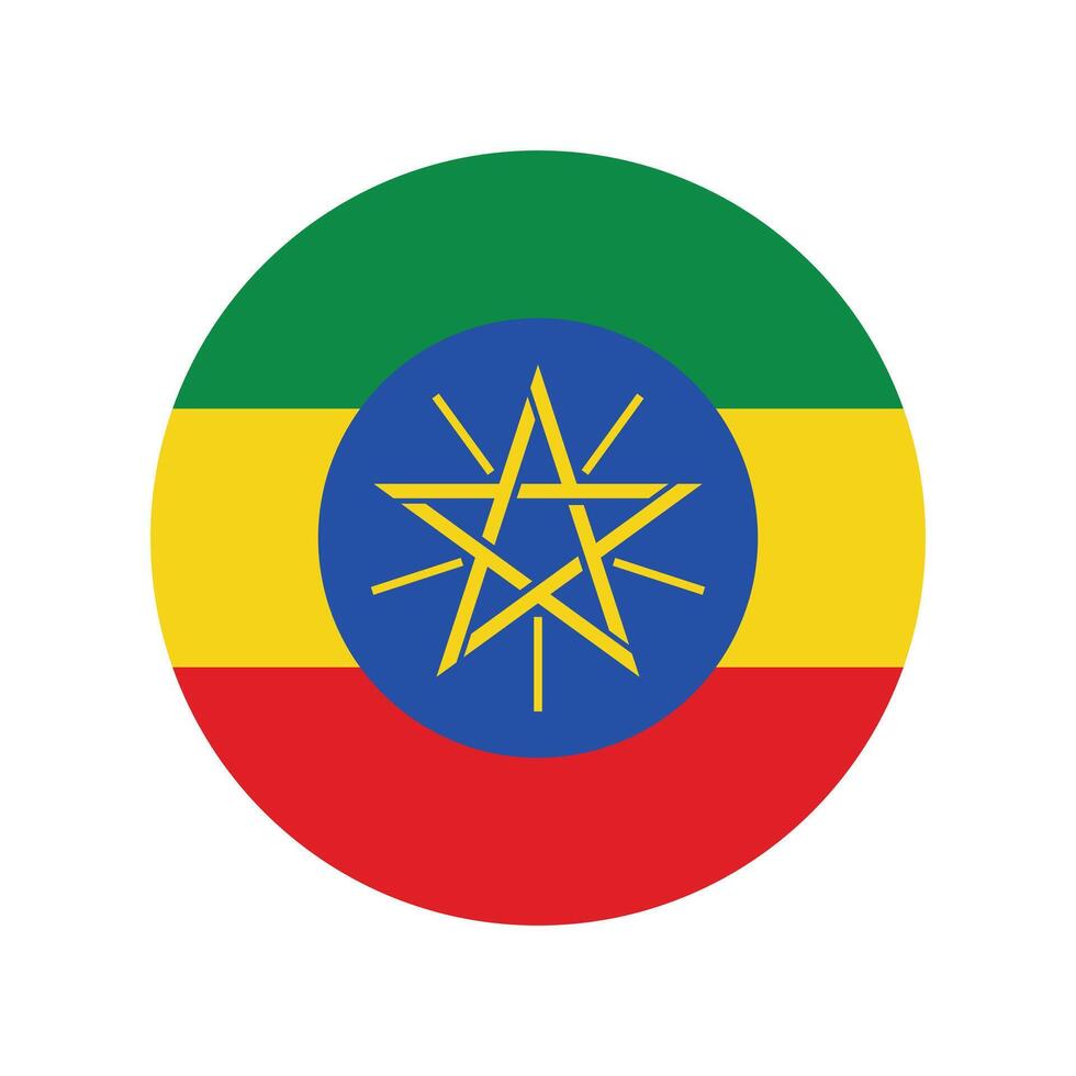 Ethiopia national flag illustration. Ethiopia Round flag. vector