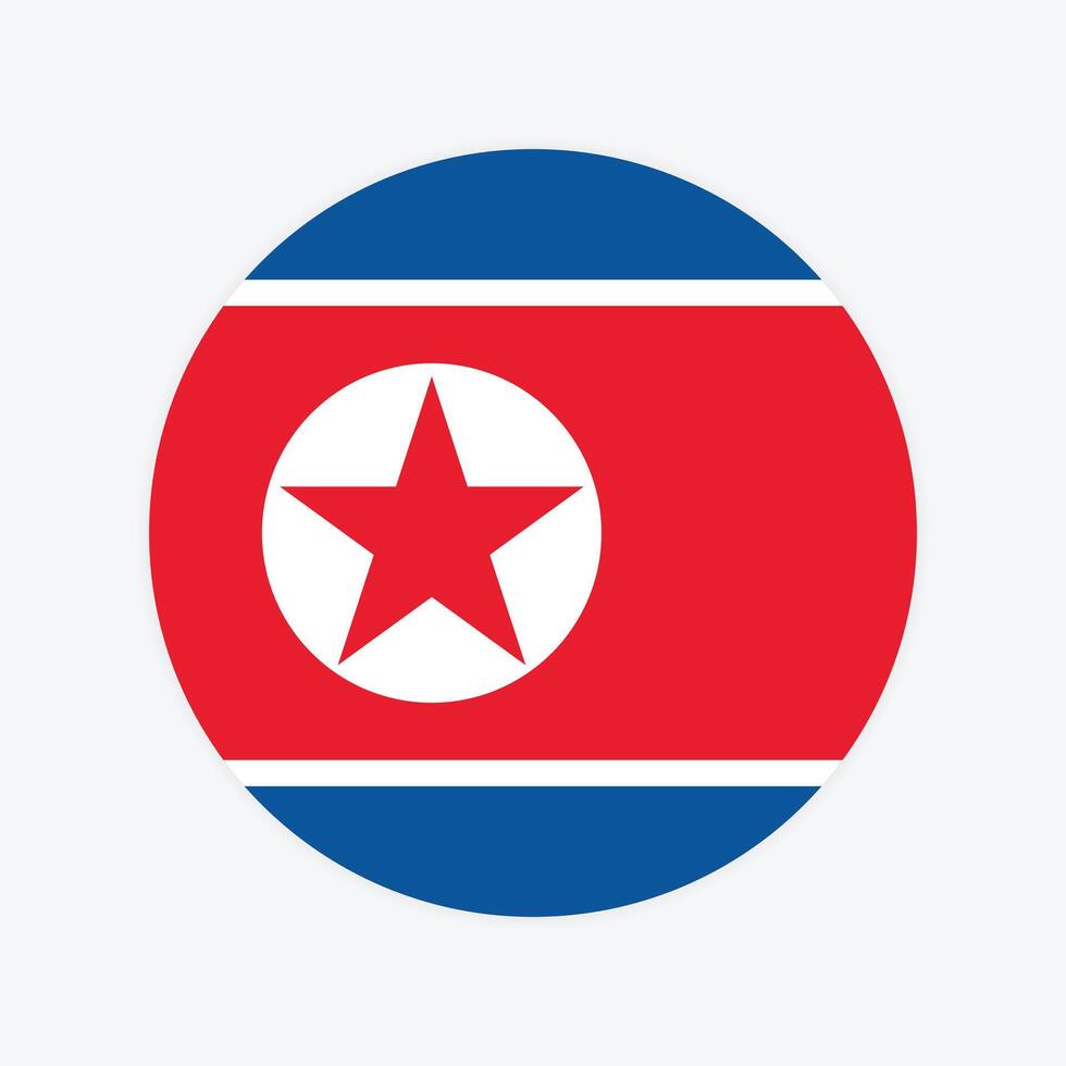 North Korea national flag illustration. North Korea Round flag. vector