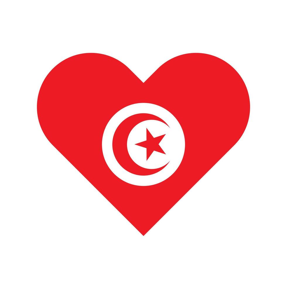 Tunisia national flag illustration. Tunisia Heart flag. vector