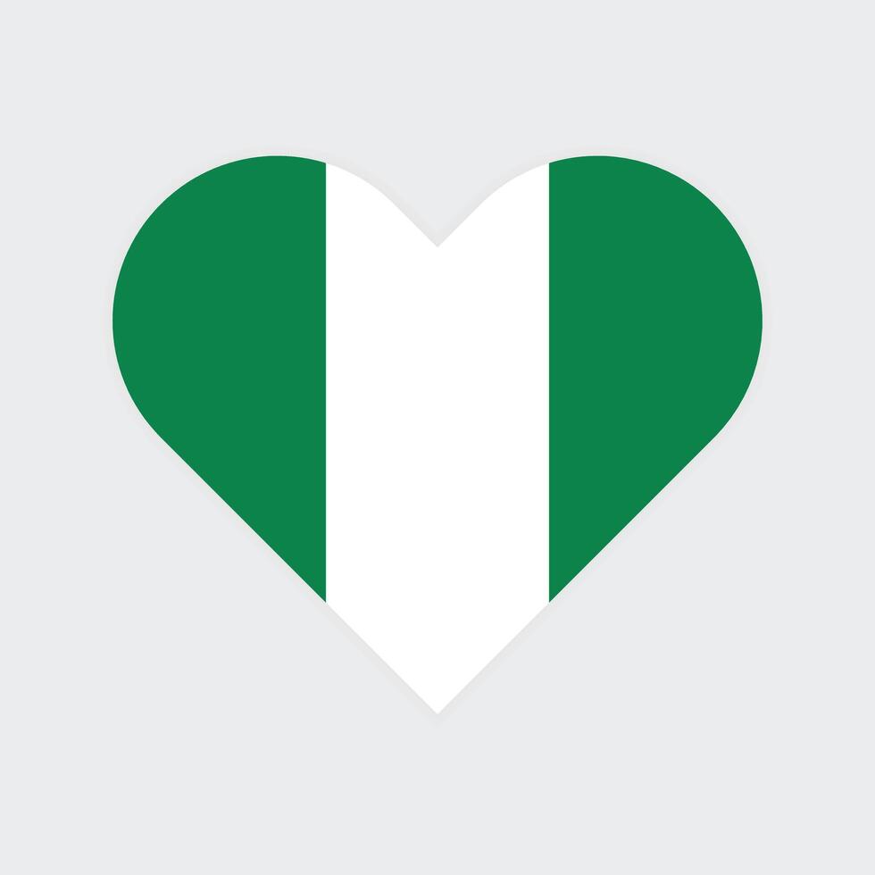 Nigeria national flag illustration. Nigeria Heart flag. vector