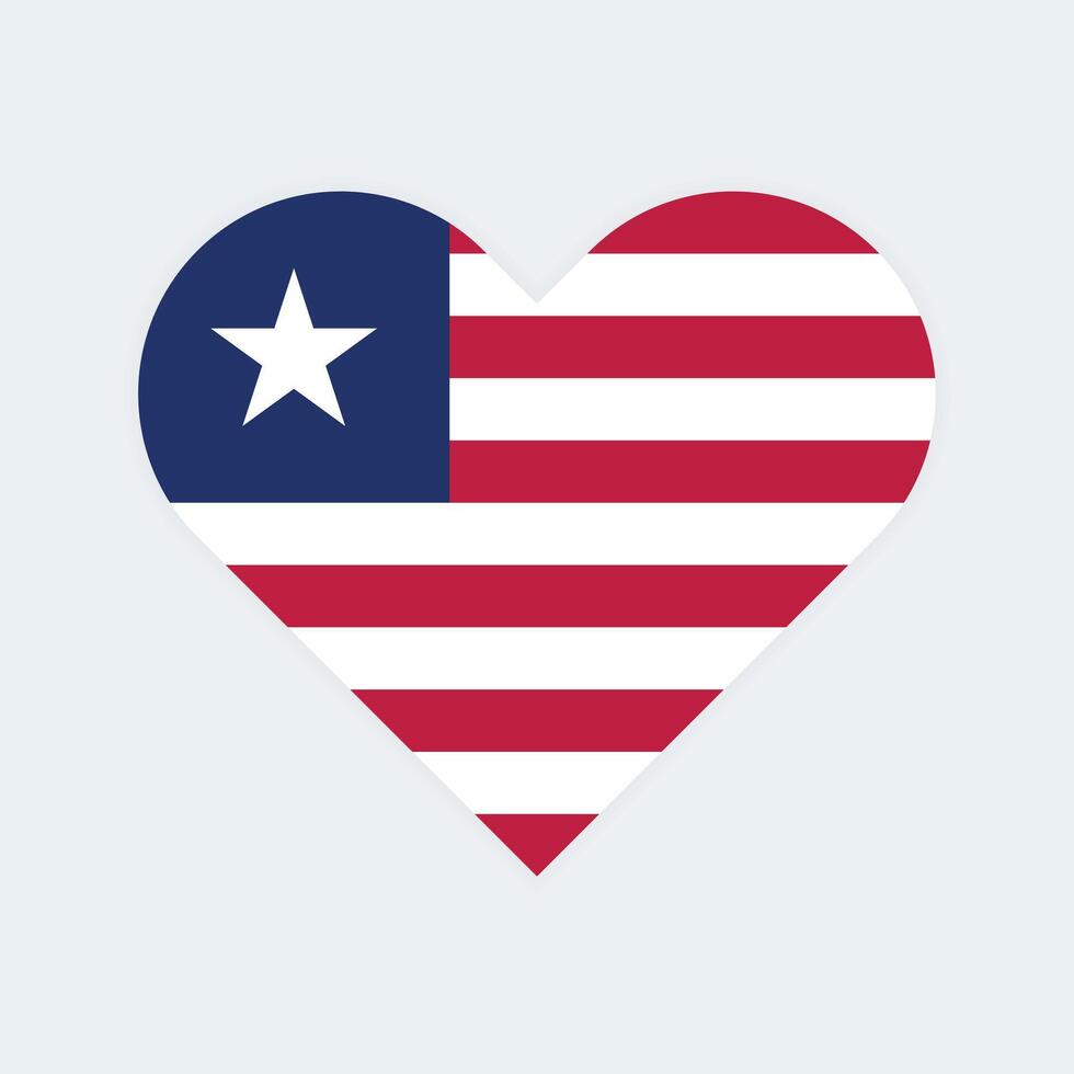 Liberia national flag illustration. Liberia Heart flag. vector