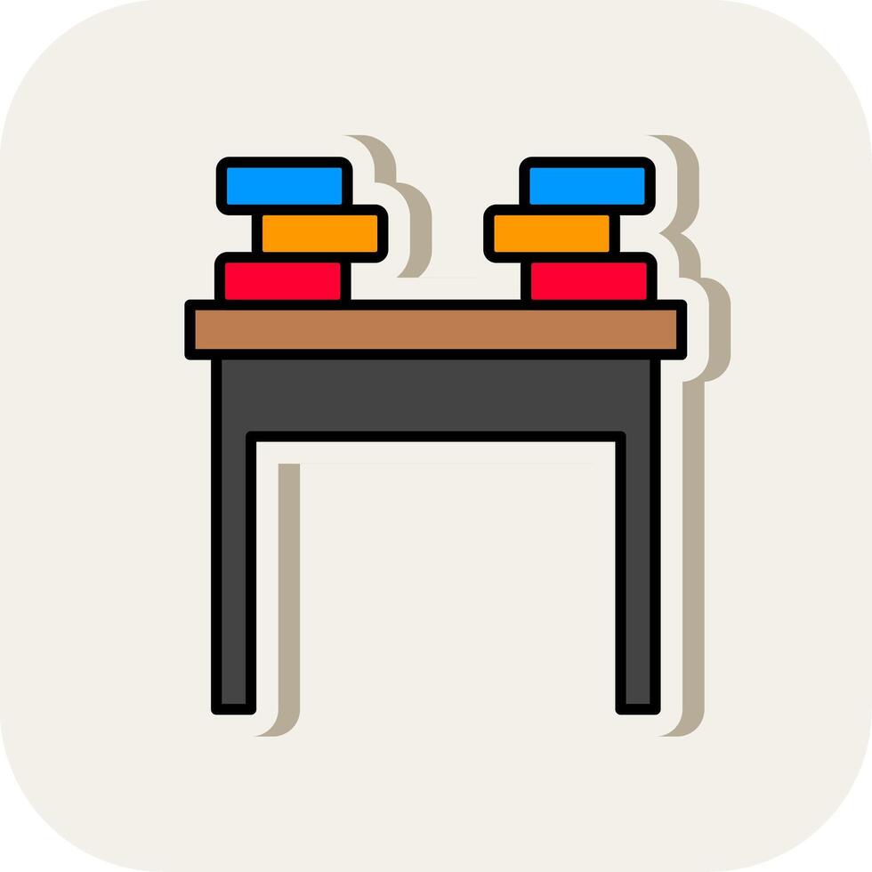 School Desk Line Filled White Shadow Icon vector