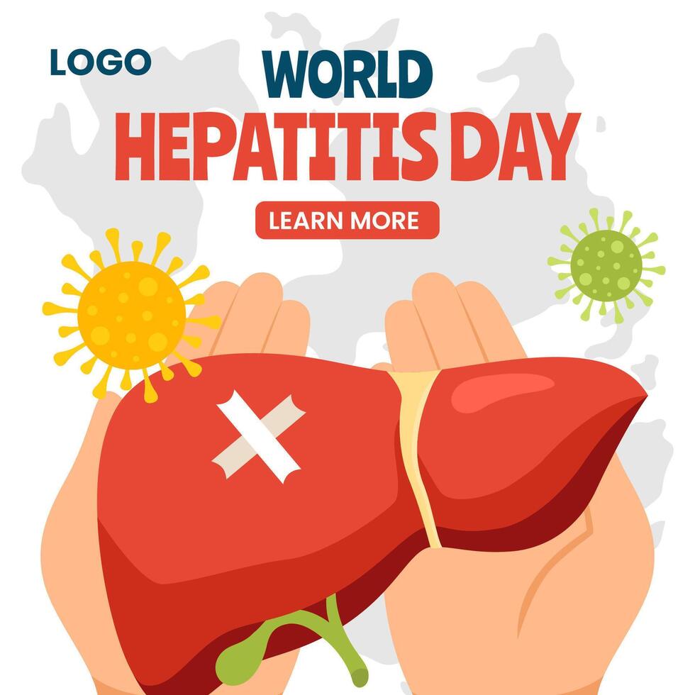 Hepatitis Day Social Media Illustration Flat Cartoon Hand Drawn Templates Background vector