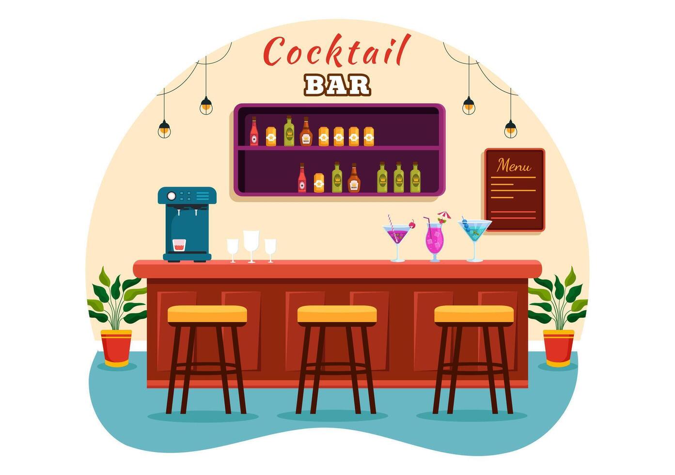 Cocktail Bar or Nightclub Illustration of Friends Hanging Out with Alcoholic Fruit Juice Drinks or Cocktails in Flat Cartoon Background vector