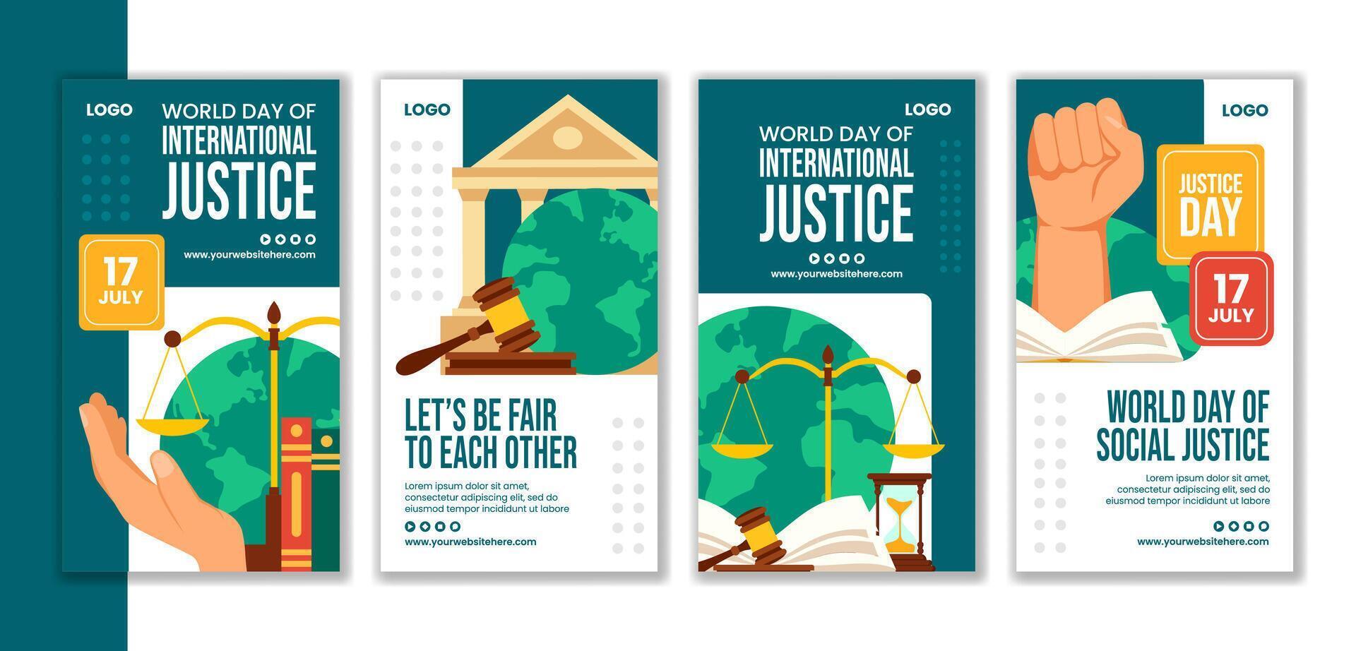 Day of Social Justice Social Media Stories Flat Cartoon Hand Drawn Templates Background Illustration vector