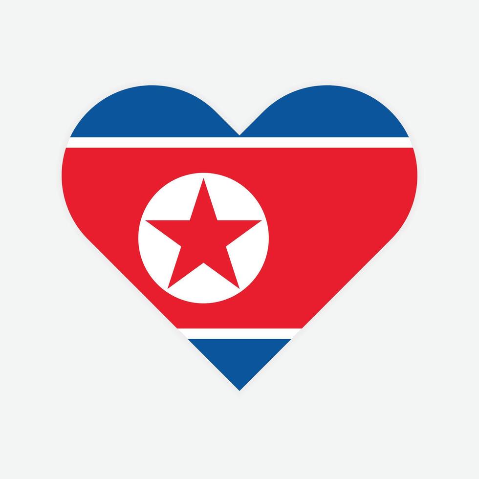 North Korea national flag illustration. North Korea Heart flag. vector