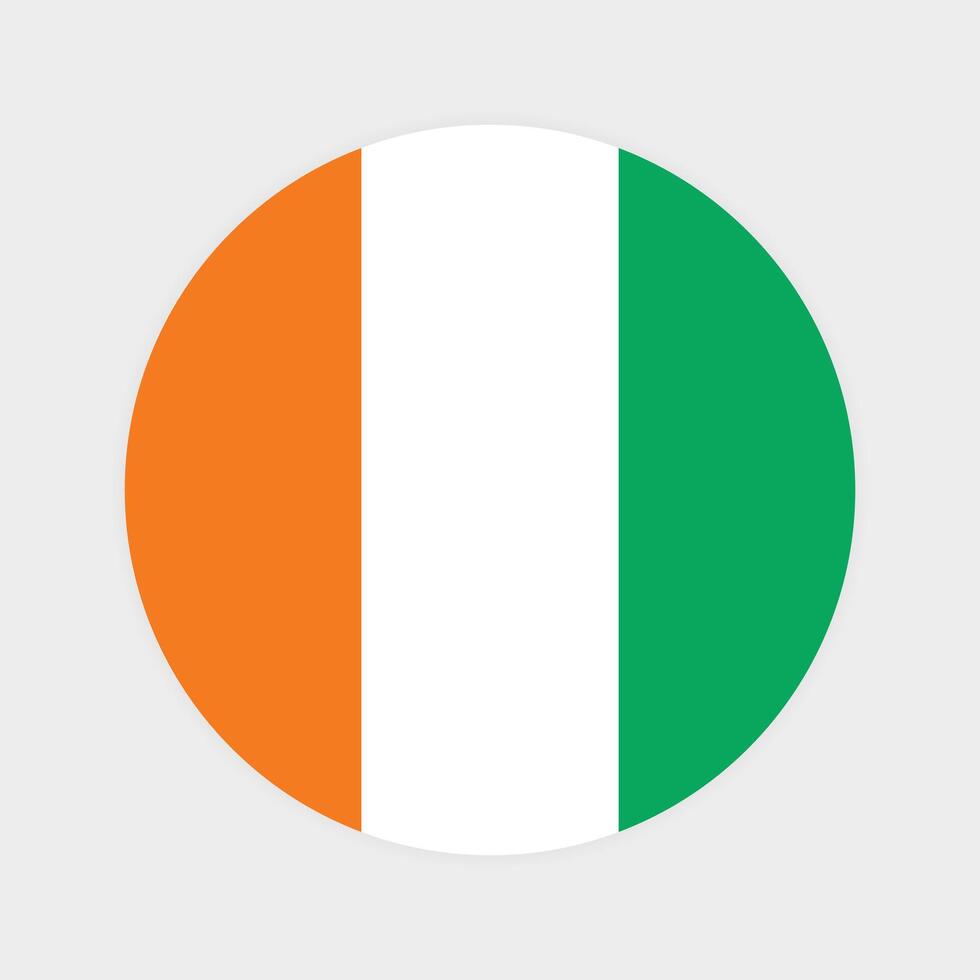 Ivory Coast national flag illustration. Ivory Coast Round flag. vector