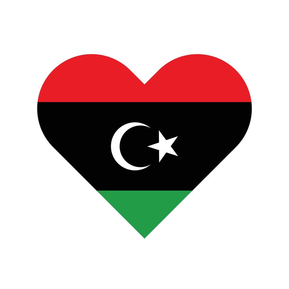 Libya national flag illustration. Libya Heart flag. vector