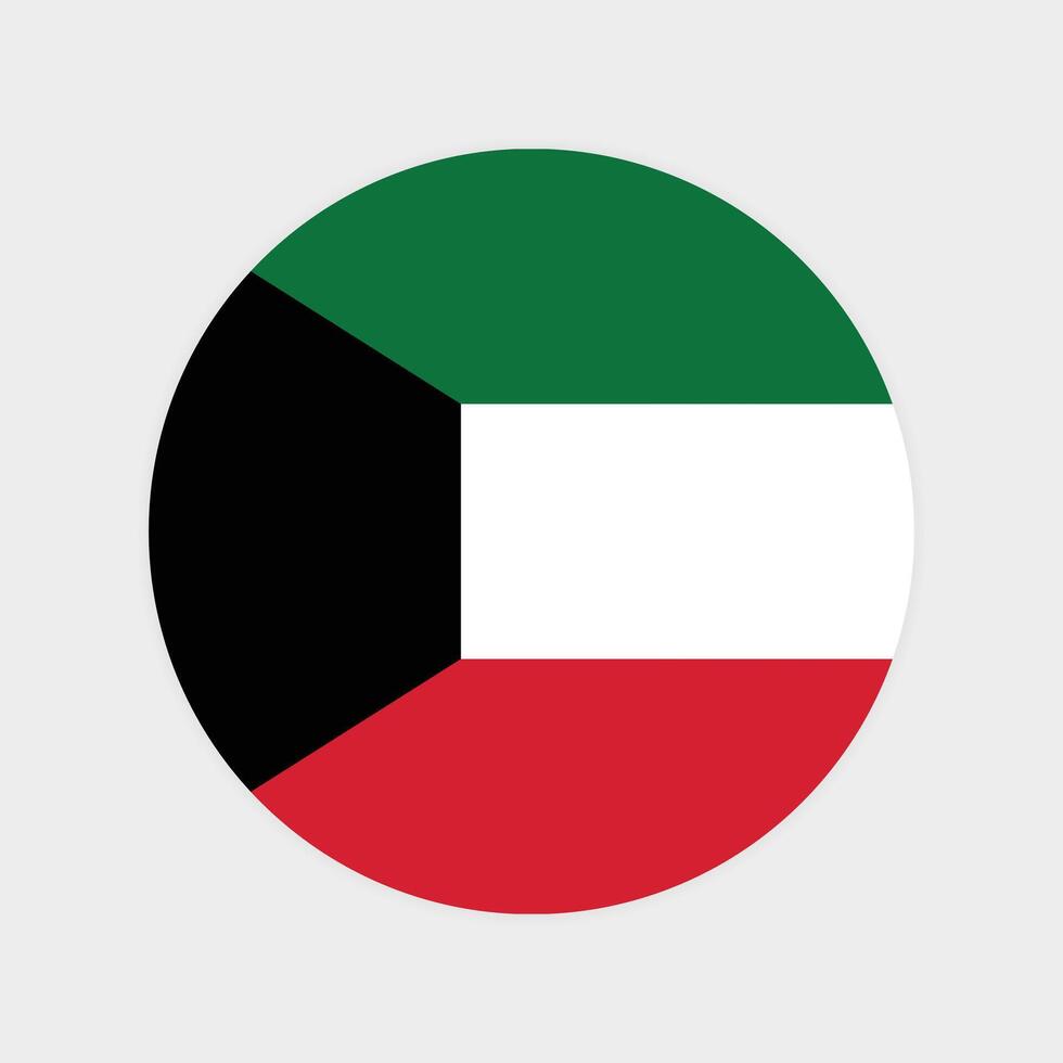 Kuwait national flag illustration. Kuwait Round flag. vector