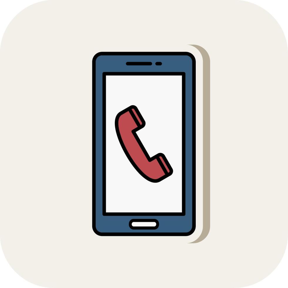 Phone Call Line Filled White Shadow Icon vector